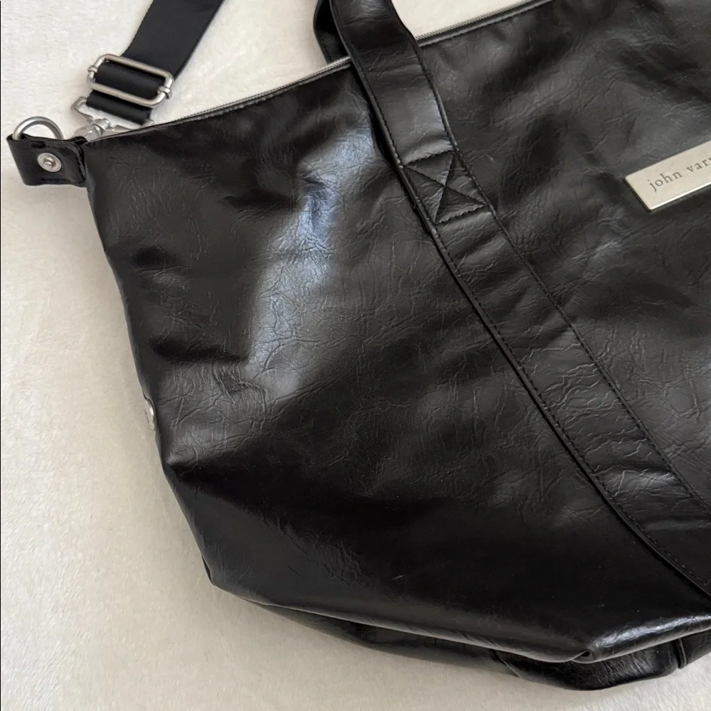 John Varvatos | Faux Leather Weekender Travel Duffel Tote Bag Shoulder Strap - Picture 4 of 16